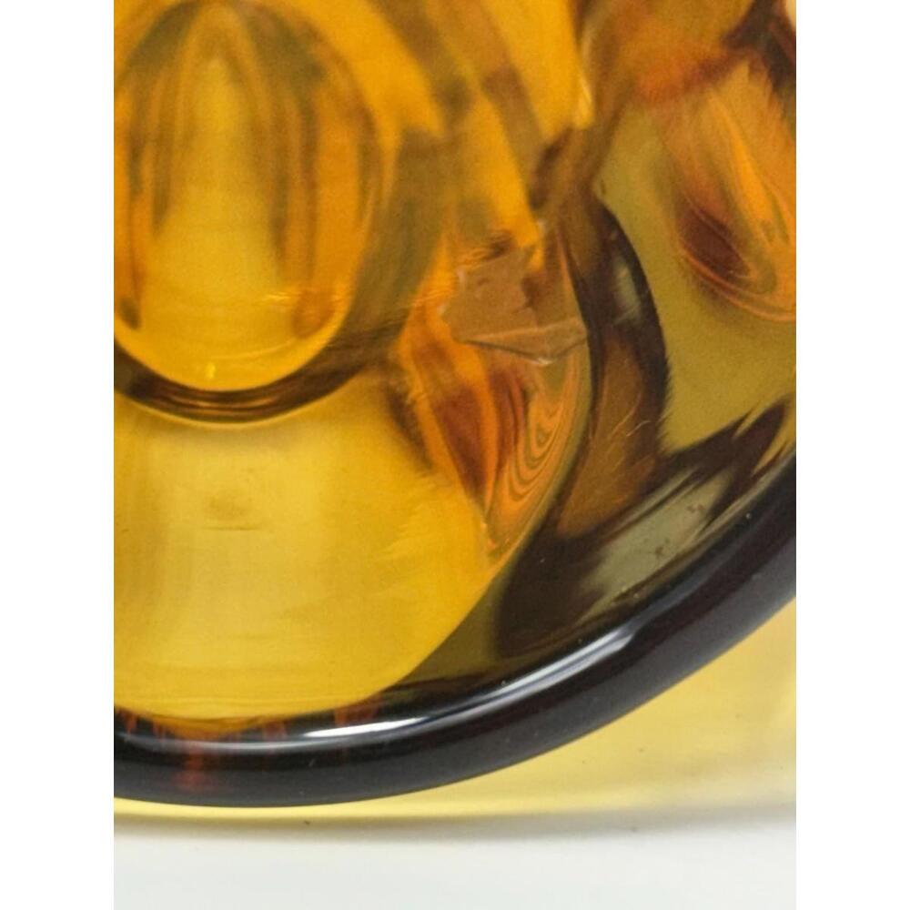 SKLO Vase Amber Yellow Glass Bullet Lens 8"H Czech 60s Mid Mod MCM Hand Blown - Picture 14 of 15